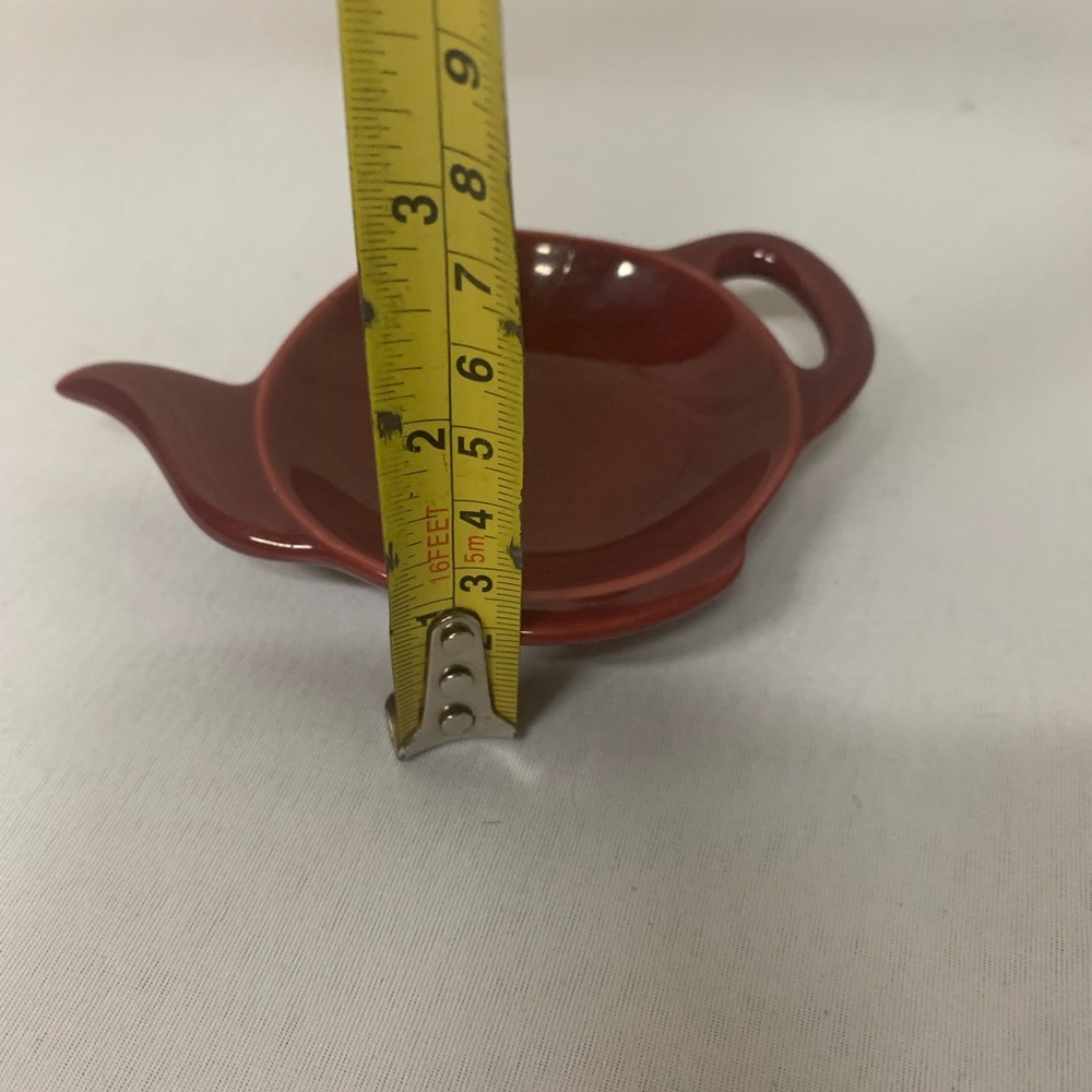 Elegant Red Ceramic Teapot-Shaped Dish tea bag holder - Picture 5 of 6